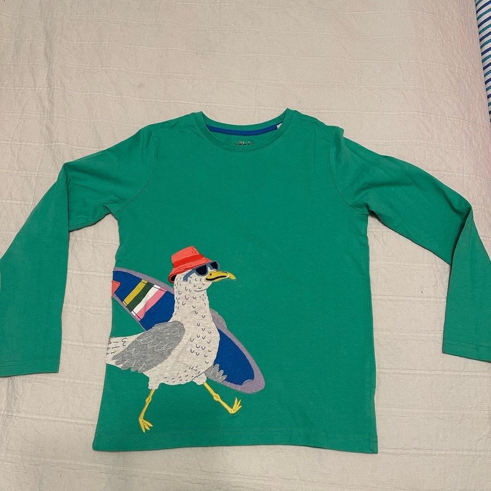 Mini Boden Seagull Appliqué Long-sleeve Shirt